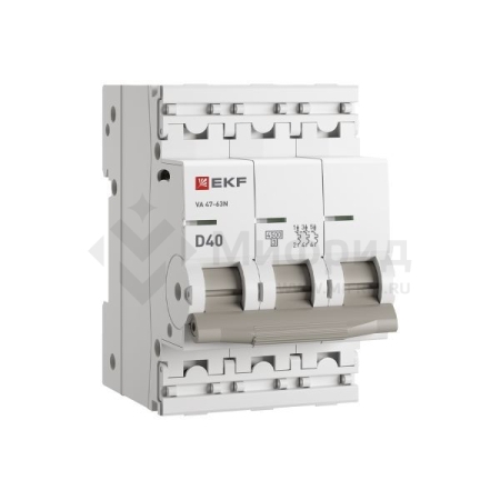 Выключатель автоматический 3п D 40А 4.5кА ВА 47-63N PROxima EKF M634340D