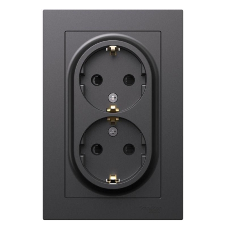 Розетка двойная AtlasDesign с заземл. со шторками 16А в сборе базальт SE ATN001426 Розетка двойная AtlasDesign с заземл. со шторками 16А в сборе базальт SE ATN001426
