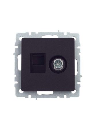 Розетка компьютерная + телевизионная 2-м Brite РТВ/РК12-БрЧ RJ45 кат.5E + TV механизм черн. IEK BR-AK20-1-K02 Розетка компьютерная + телевизионная 2-м Brite РТВ/РК12-БрЧ RJ45 кат.5E + TV механизм черн. IEK BR-AK20-1-K02