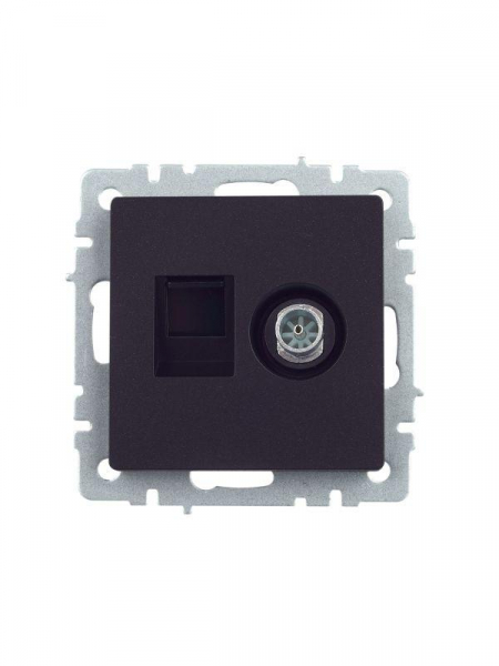 Розетка компьютерная + телевизионная 2-м Brite РТВ/РК12-БрЧ RJ45 кат.5E + TV механизм черн. IEK BR-AK20-1-K02 Розетка компьютерная + телевизионная 2-м Brite РТВ/РК12-БрЧ RJ45 кат.5E + TV механизм черн. IEK BR-AK20-1-K02