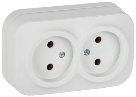 Розетка 2-м ОП GLORY РС22-2-ХБм 10А без заземл. без защ. шторок бел. матов. IEK ERH20-K01M-10 Розетка 2-м ОП GLORY РС22-2-ХБм 10А без заземл. без защ. шторок бел. матов. IEK ERH20-K01M-10