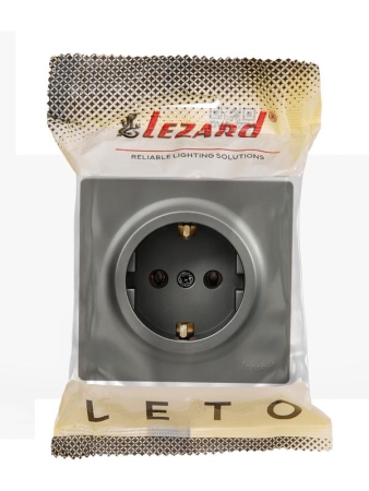 Розетка 1-мест. с заземл. LETO ПБТ платина LEZARD 752-3500-122B Розетка 1-мест. с заземл. LETO ПБТ платина LEZARD 752-3500-122B