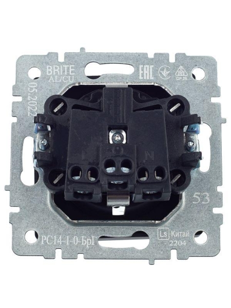 Розетка 1-м СП BRITE РС14-1-0-БрГ 16А с заземл. защ. шторки механизм графит IEK BR-R14-16-K53