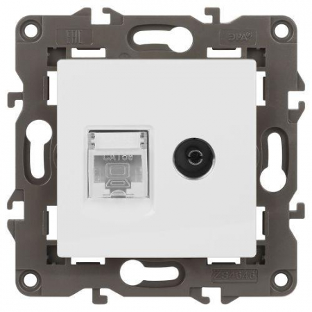 Розетка компьютерная + телевизионная 2-м Elegance 14-3110-01 RJ45 + TV IP20 механизм бел. Эра Б0034314 Розетка компьютерная + телевизионная 2-м Elegance 14-3110-01 RJ45 + TV IP20 механизм бел. Эра Б0034314
