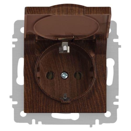 Розетка 1-м СП Accent 6-203-10 16А IP20 250В 2P+E Schuko с крышкой AL/CU венге Intro Б0063454 Розетка 1-м СП Accent 6-203-10 16А IP20 250В 2P+E Schuko с крышкой AL/CU венге Intro Б0063454