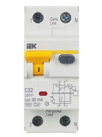 Выключатель автоматический дифференциального тока 2п (1P+N) C 32А 30мА тип A 6кА АВДТ-32 KARAT IEK MAD22-5-032-C-30