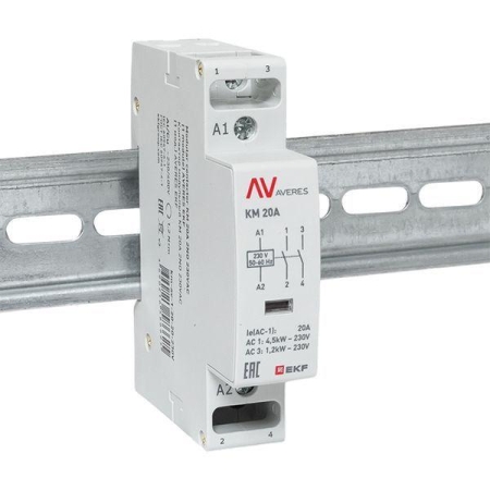 Контактор модульный КМ 20А 2NО 230В AC (1 мод.) AVERES EKF km-av-1-20-20-230V Контактор модульный КМ 20А 2NО 230В AC (1 мод.) AVERES EKF km-av-1-20-20-230V