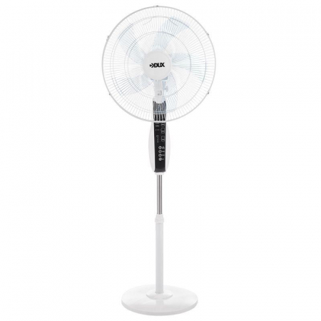 Вентилятор напольный 60Вт 5 лопастей подставка круглая д/у управление бел./син. DUX 60-0213