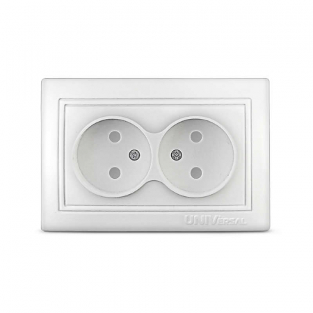 Розетка 2-м СП Севиль 16А IP22 без заземл. защ. шторки бел. UNIVersal С0048 Розетка 2-м СП Севиль 16А IP22 без заземл. защ. шторки бел. UNIVersal С0048