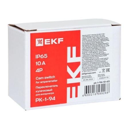 Переключатель кулачковый ПК-1-94 4п 10А для амперметра IP65 EKF pk-1-94-10-65 Переключатель кулачковый ПК-1-94 4п 10А для амперметра IP65 EKF pk-1-94-10-65
