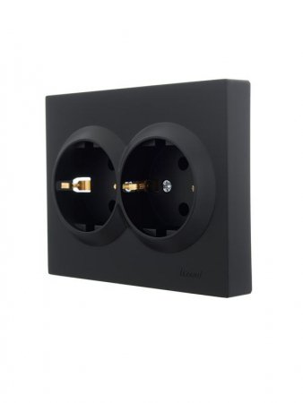 Розетка 2-м СП VESNA с заземл. ПБТ черн. бархат LEZARD 742-4200-127B Розетка 2-м СП VESNA с заземл. ПБТ черн. бархат LEZARD 742-4200-127B