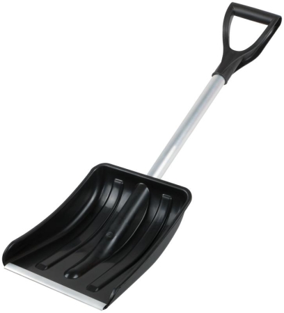 Лопата для уборки снега "Актив-Авто" 365х260х900мм укороченный съемный алюм. черенок; пластик. 68106
