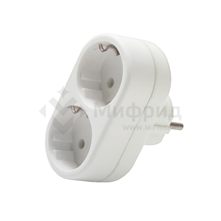 Разветвитель 2-м с заземл. 16А 3500Вт 250В плоский бел. DОМТОК 2653