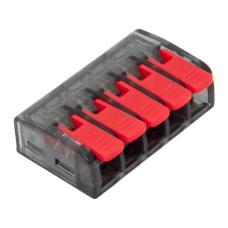 Клемма строительно-монтажная СМК 221-615 5-проводная 0.5-4.0(6)кв.мм с рычагом (уп.25шт) PROxima EKF plc-smk-221-615