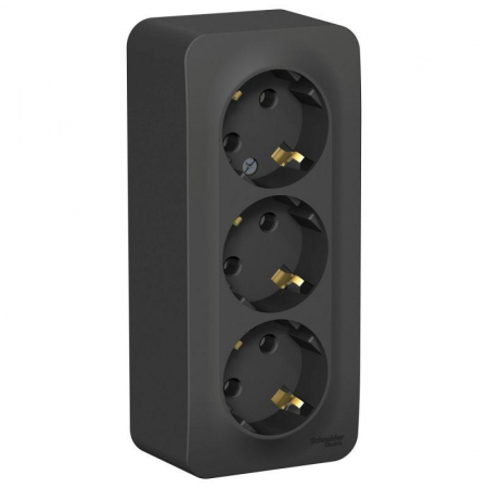 Розетка 3-м ОП Blanca 16А IP20 250В с заземл. без защ. шторок с изолир. пластиной антрацит SE BLNRA010316 Розетка 3-м ОП Blanca 16А IP20 250В с заземл. без защ. шторок с изолир. пластиной антрацит SE BLNRA010316