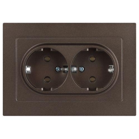 Розетка 2-м СП Accent 6-205-08 16А IP20 250В 2P+E Schuko AL/CU бронза Intro Б0063498 Розетка 2-м СП Accent 6-205-08 16А IP20 250В 2P+E Schuko AL/CU бронза Intro Б0063498