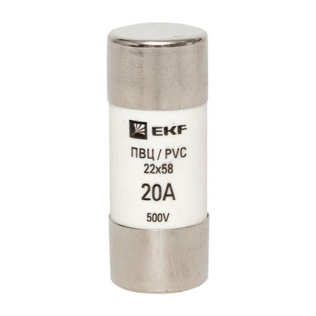 Вставка плавкая цилиндрическая ПВЦ 22х58 20А EKF pvc-22x58-20 Вставка плавкая цилиндрическая ПВЦ 22х58 20А EKF pvc-22x58-20
