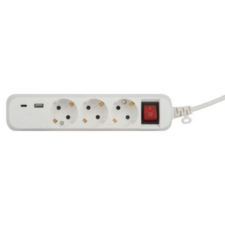 Удлинитель 3х5м с заземл. 10А 1xUSBA+1xUSBC с выкл. UB-3es-5m-USB Эра Б0052899