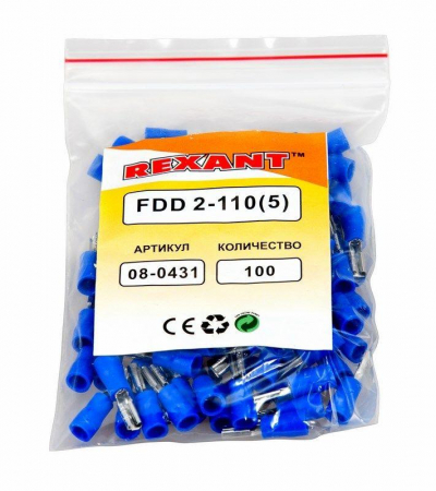 Клемма плоская изол. (гнездо) (VF 2-110(8)) REXANT 08-0431 Клемма плоская изол. (гнездо) (VF 2-110(8)) REXANT 08-0431