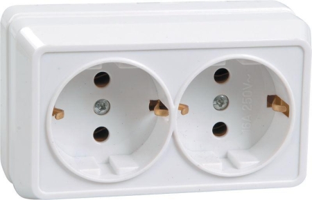 Розетка 2-м ОП Октава РС22-3-ОБ 16А IP20 с заземл. бел. GENERICA ERO21-K01-16-DC