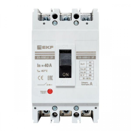 Выключатель автоматический 3п 63/40А 25кА ВА-99М PROxima EKF mccb99-63-40m Выключатель автоматический 3п 63/40А 25кА ВА-99М PROxima EKF mccb99-63-40m