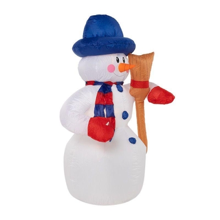 Фигура надувная 3D "Снеговик с метлой" 180см 4LED бел. 15Вт IP65 внутр. подсветка компрессор с адаптером 12В Neon-Night 511-122