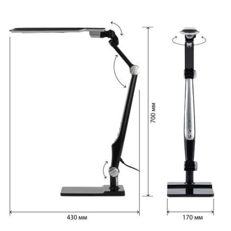 Светильник светодиодный NLED-497-12W-BK настол. на струбцине и с основанием черн. Эра Б0052771
