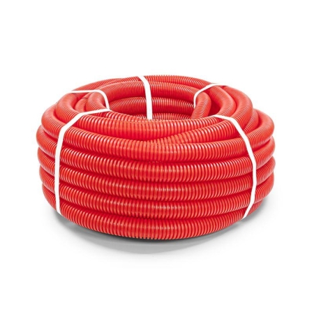 Труба гофрированная ПНД защитная d32/24.3мм для МПТ (пешель) красн. (уп.25м) Промрукав PR02.0090