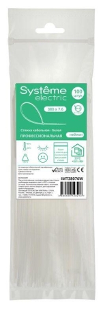 Стяжка кабельная 380х7.6 бел. (уп.100шт) SE IMT38076W Стяжка кабельная 380х7.6 бел. (уп.100шт) SE IMT38076W