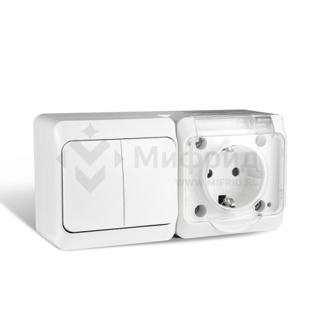 Блок ОП Nix (розетка 16А 250В с заземл. 2-кл. выкл. 10А) IP54 бел. TOKOV ELECTRIC TKE-NX-V2RZ-C01T-IP54