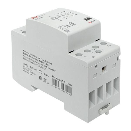 Контактор модульный КМ 25А 3NO+1NC 230В AC (2 мод.) AVERES EKF km-av-2-25-31-230V Контактор модульный КМ 25А 3NO+1NC 230В AC (2 мод.) AVERES EKF km-av-2-25-31-230V