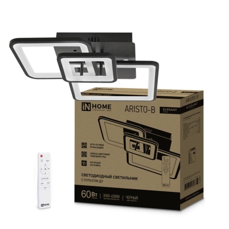 Светильник светодиодный ELEGANT ARISTO-B 60Вт 3000-6500К 4700лм 230В 531х448х151мм пульт ДУ черн. IN HOME 4690612047287 Светильник светодиодный ELEGANT ARISTO-B 60Вт 3000-6500К 4700лм 230В 531х448х151мм пульт ДУ черн. IN HOME 4690612047287