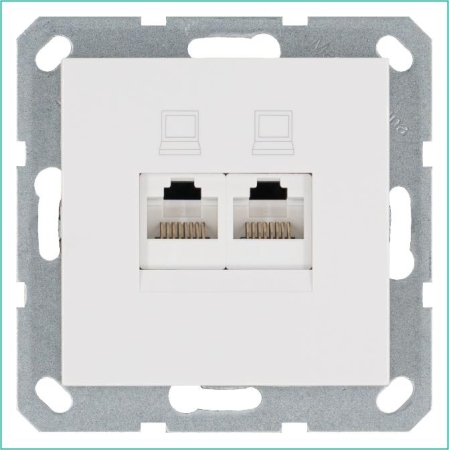 Розетка компьютерная 2-м RJ45 IP20 кат. 6 механизм бел. глянцевый Jasmart G6108W Розетка компьютерная 2-м RJ45 IP20 кат. 6 механизм бел. глянцевый Jasmart G6108W