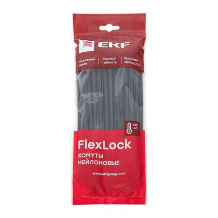 Хомут P6.6 4.8х200 FlexLock стандартный черн. (уп.100шт) PROxima EKF plc-fl-ctsb-4.8x200