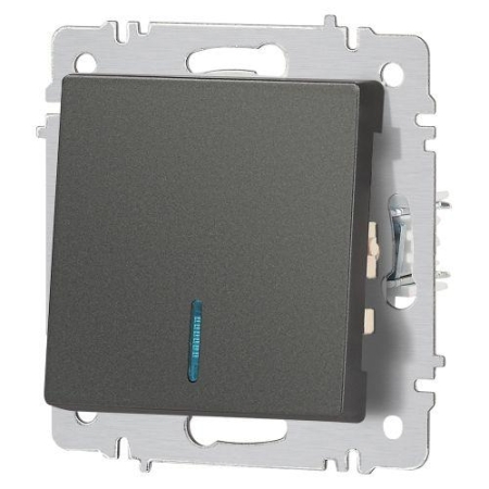 Выключатель 1-кл. СП Accent 6-102-07 10А IP20 250В с подсветкой AL/CU графит Intro Б0063434