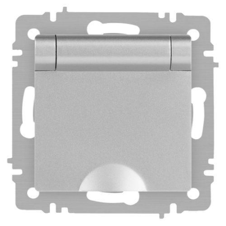 Розетка 1-м СП Accent 6-203-03 16А IP20 250В 2P+E Schuko с крышкой алюм. Intro Б0063721 Розетка 1-м СП Accent 6-203-03 16А IP20 250В 2P+E Schuko с крышкой алюм. Intro Б0063721