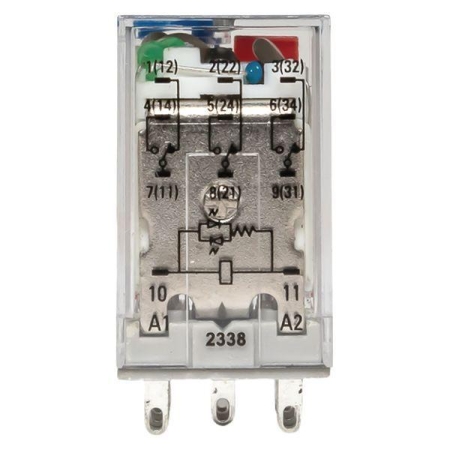 Реле промежуточное с кнопкой и мех. индикацией RPAt 22/3 10A 110В DC AVERES EKF rpat-22-3-110DC