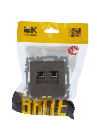 Розетка компьютерная двойн. СП RJ45 кат.5E BRITE РК10-2-БрШ механизм шампань IEK BR-K20-1-K37 Розетка компьютерная двойн. СП RJ45 кат.5E BRITE РК10-2-БрШ механизм шампань IEK BR-K20-1-K37