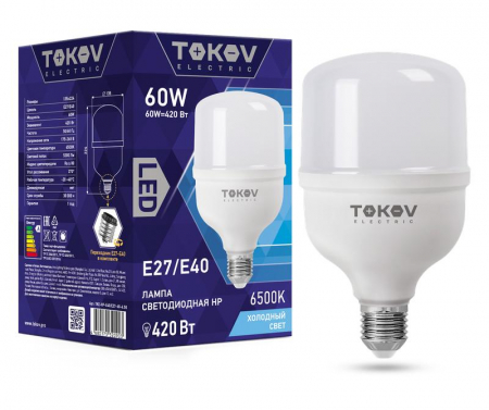 Лампа светодиодная 60Вт HP 6500К Е40/Е27 176-264В TOKOV ELECTRIC TKE-HP-E40/E27-60-6.5K Лампа светодиодная 60Вт HP 6500К Е40/Е27 176-264В TOKOV ELECTRIC TKE-HP-E40/E27-60-6.5K