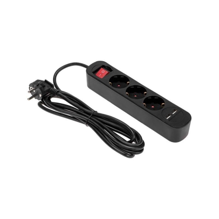 Удлинитель 3х3м с заземл. STANDARD 2хUSB 3х1кв.мм с выкл. черн. Rexant 13-4022 Удлинитель 3х3м с заземл. STANDARD 2хUSB 3х1кв.мм с выкл. черн. Rexant 13-4022