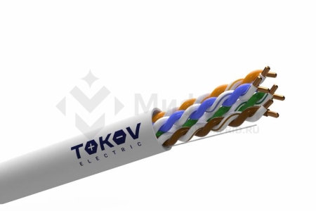 Кабель витая пара U/UTP 4х2х24AWG(0.48мм) кат.5E PVC indoor Fluke tested 305м (м) TOKOV ELECTRIC TKE-C06-U/UTP-42-5E-305