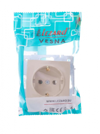 Розетка 1-м СП Vesna с заземл. ПБТ механизм крем. LEZARD 742-0388-122B Розетка 1-м СП Vesna с заземл. ПБТ механизм крем. LEZARD 742-0388-122B