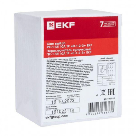 Переключатель кулачковый ПК-1-121 1п 10А "0-1-2-3" EKF pk-1-121-10 Переключатель кулачковый ПК-1-121 1п 10А "0-1-2-3" EKF pk-1-121-10