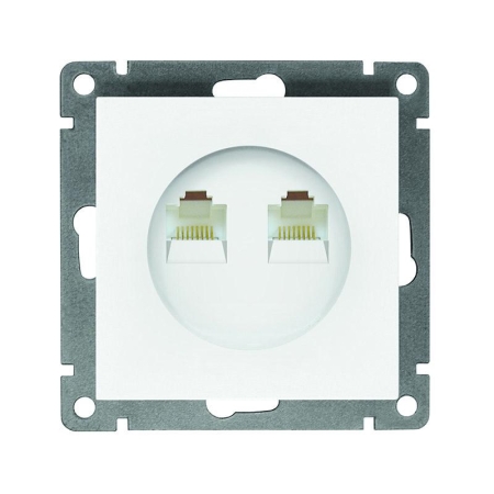 Розетка компьютерная 2-м СП Афина RJ45 кат.5E механизм бел. Universal A1086 Розетка компьютерная 2-м СП Афина RJ45 кат.5E механизм бел. Universal A1086