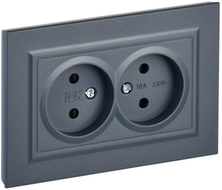 Розетка 2-м СП BRITE РСш12-2-БрМ 10А в сборе без заземл. защ. шторки маренго IEK BR-R23-10-K35-F Розетка 2-м СП BRITE РСш12-2-БрМ 10А в сборе без заземл. защ. шторки маренго IEK BR-R23-10-K35-F