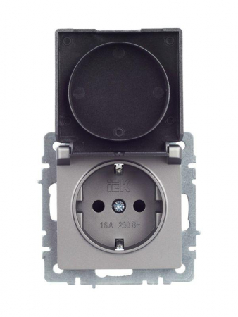 Розетка BRITE РСбш10-3-44-БрС 16А IP44 с заземл. защ. шторки с крышкой механизм сталь IEK BR-R16-16-44-K46 Розетка BRITE РСбш10-3-44-БрС 16А IP44 с заземл. защ. шторки с крышкой механизм сталь IEK BR-R16-16-44-K46