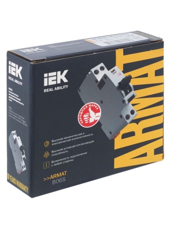 Выключатель автоматический дифференциального тока 2п (1P+N) C 16А 30мА тип A АВДТ B06S 18мм ARMAT IEK AR-B06S-1N-C16A030