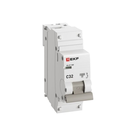 Выключатель автоматический модульный 1п C 32А 10кА ВА 47-100 PROxima EKF mcb47100-1-32C-pro