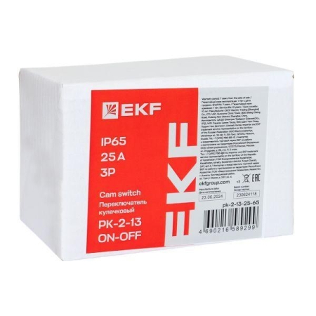 Переключатель кулачковый ПК-2-13 3п 25А "ВКЛ-ВЫКЛ" IP65 EKF pk-2-13-25-65 Переключатель кулачковый ПК-2-13 3п 25А "ВКЛ-ВЫКЛ" IP65 EKF pk-2-13-25-65