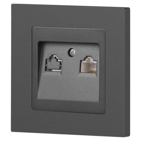 Розетка компьютерная 1-м СП Accent 6-303-07 RJ45 IP20 графит Intro Б0063638